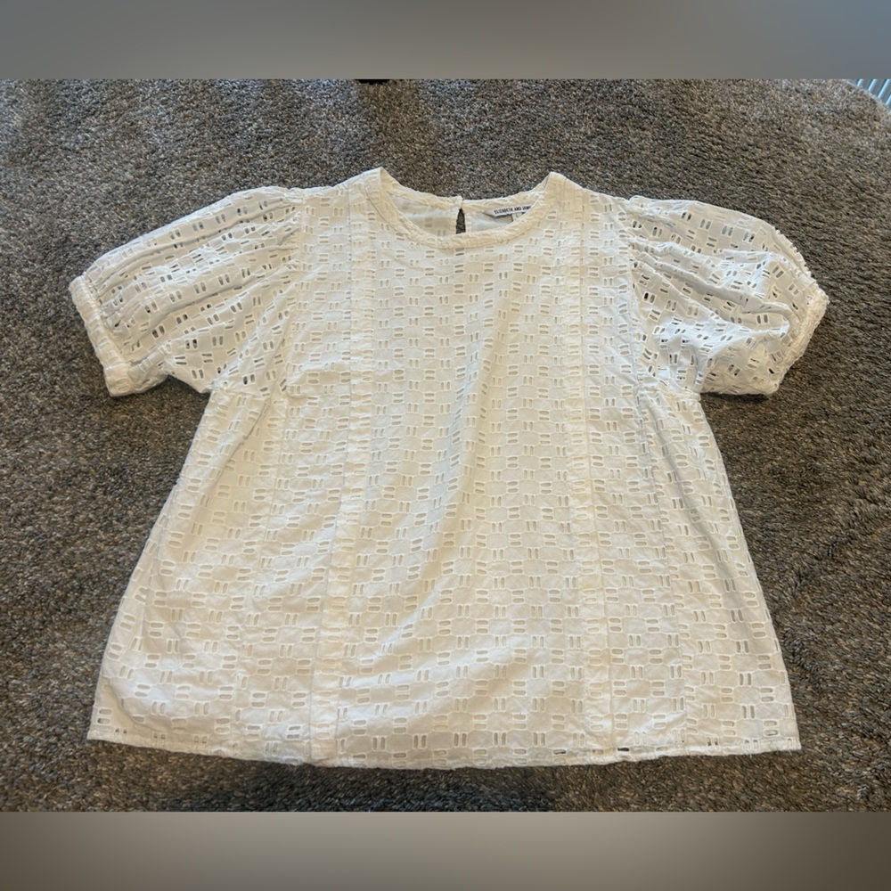 Elizabeth and James White Lace Blouse